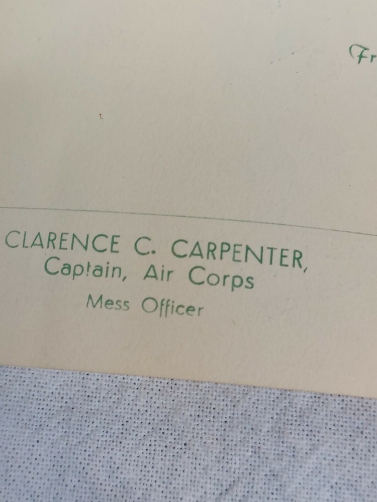 WWII Christmas menu 1944 USAAF rest camp