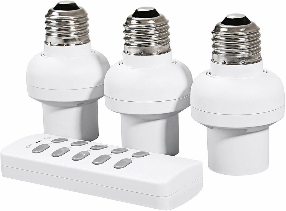 DEWENWILS Remote Control Bulb Socket Wireless Light Switch 3 Sockets 1 Remote