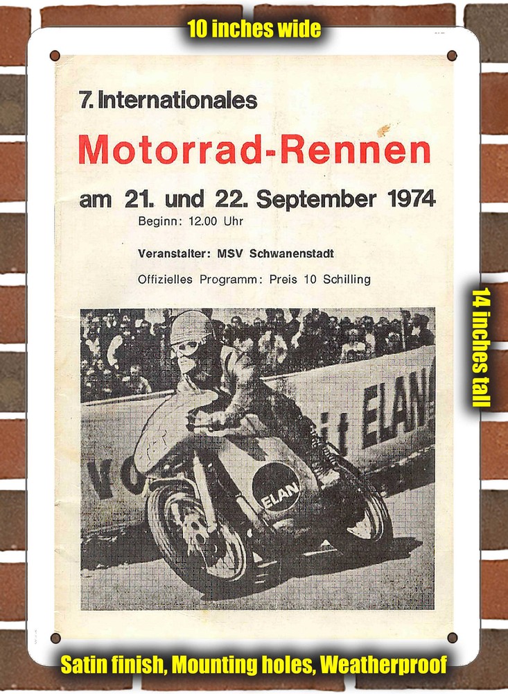 Metal Sign - 1974 Schwanenstadt Racing Program - 10x14 inches