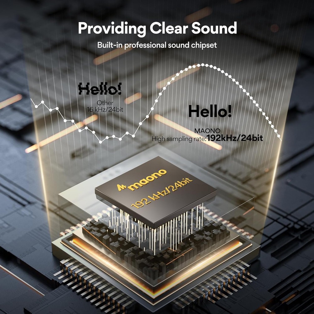 USB Microphone, MAONO 192KHZ/24Bit Plug & Play PC Computer Podcast A04, Black