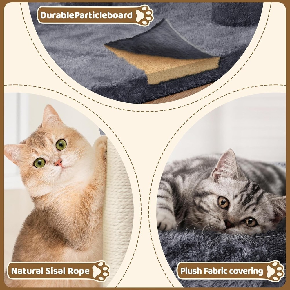 23.5in Modern Cat Tree Tower with Snug Plush Comfort & Durable Scratching Posts