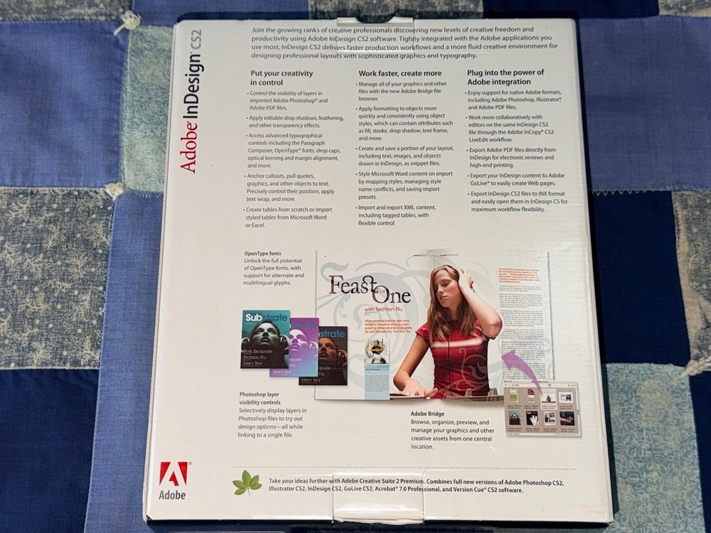 Adobe Indesign CS2 software for Mac, In Design w/ serial number, CIB, Boxed