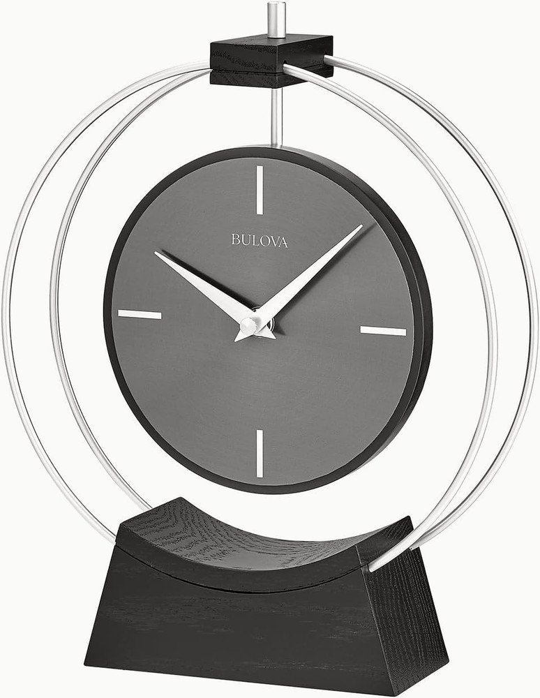 Aire Silver Modern Desk Clock by Bulova