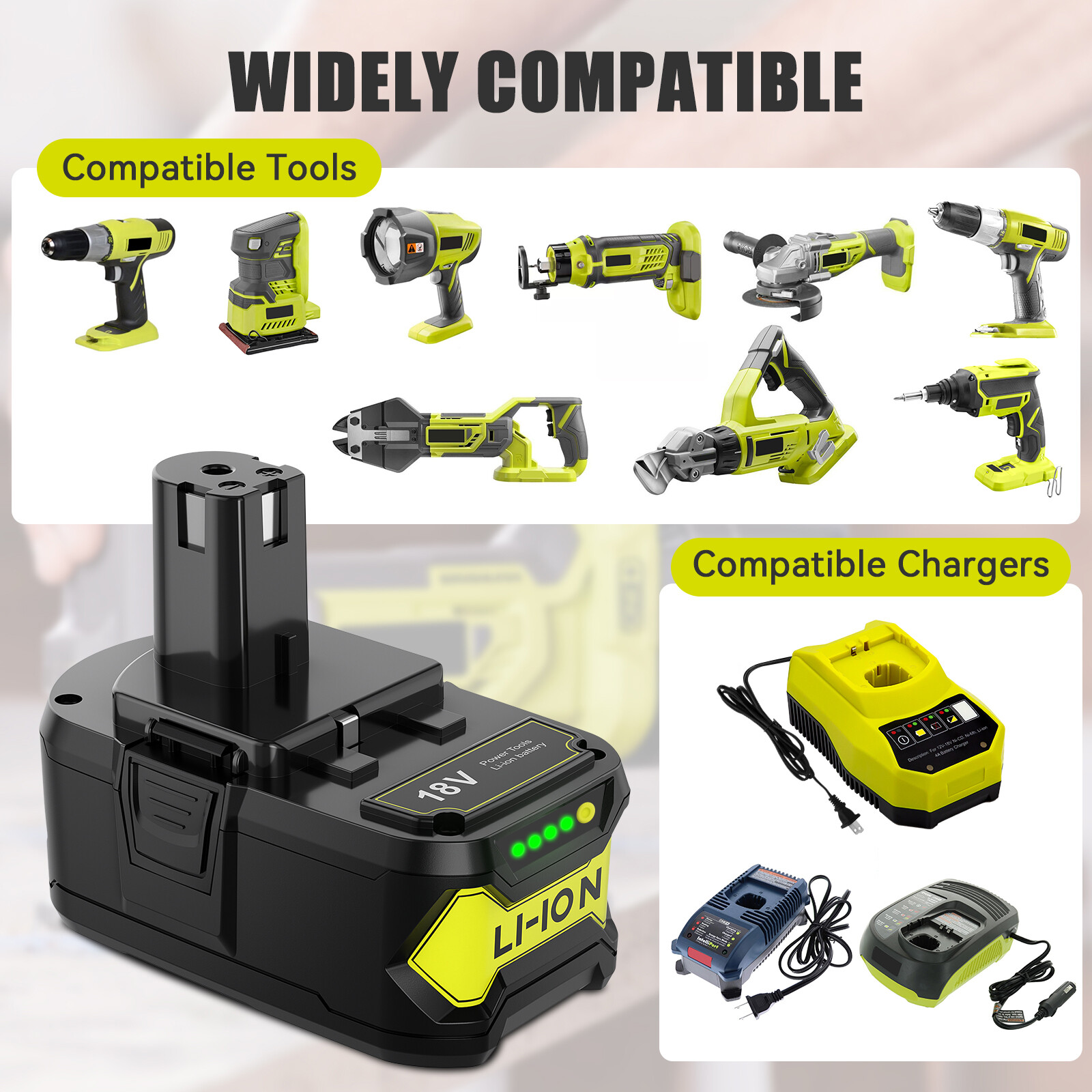 2PACK For RYOBI 18V 8.0Ah P108 High Capacity Battery 18Volt Lithium-Ion One Plus
