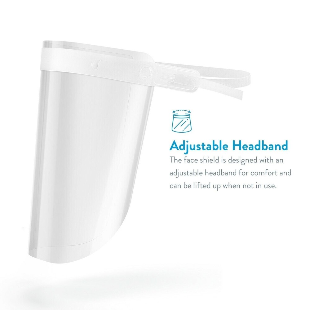 AccuMed 5 Protective Face Shields, Fully Transparent, Adjustable Headband