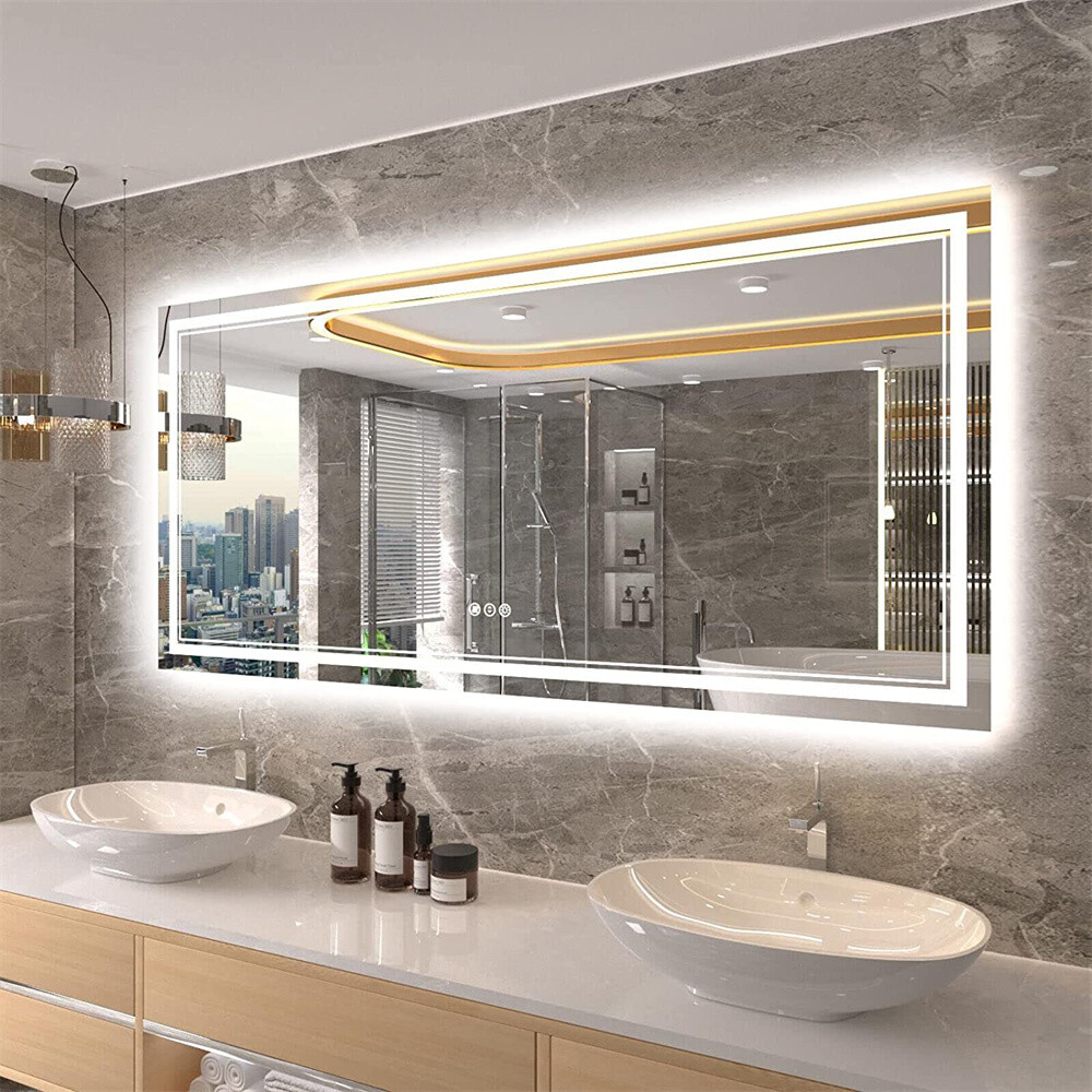 Extra Large Energy Efficient LED Lighted Bathroom Mirror Wall Makeup Mirror HD