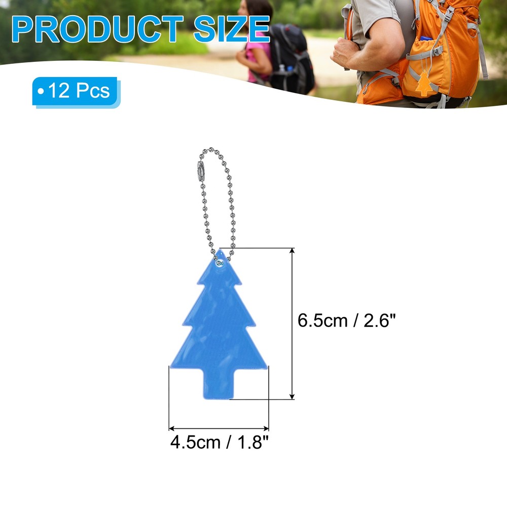Reflective Keychain Tags, 12 Pcs PVC Reflector Key Ring, Blue