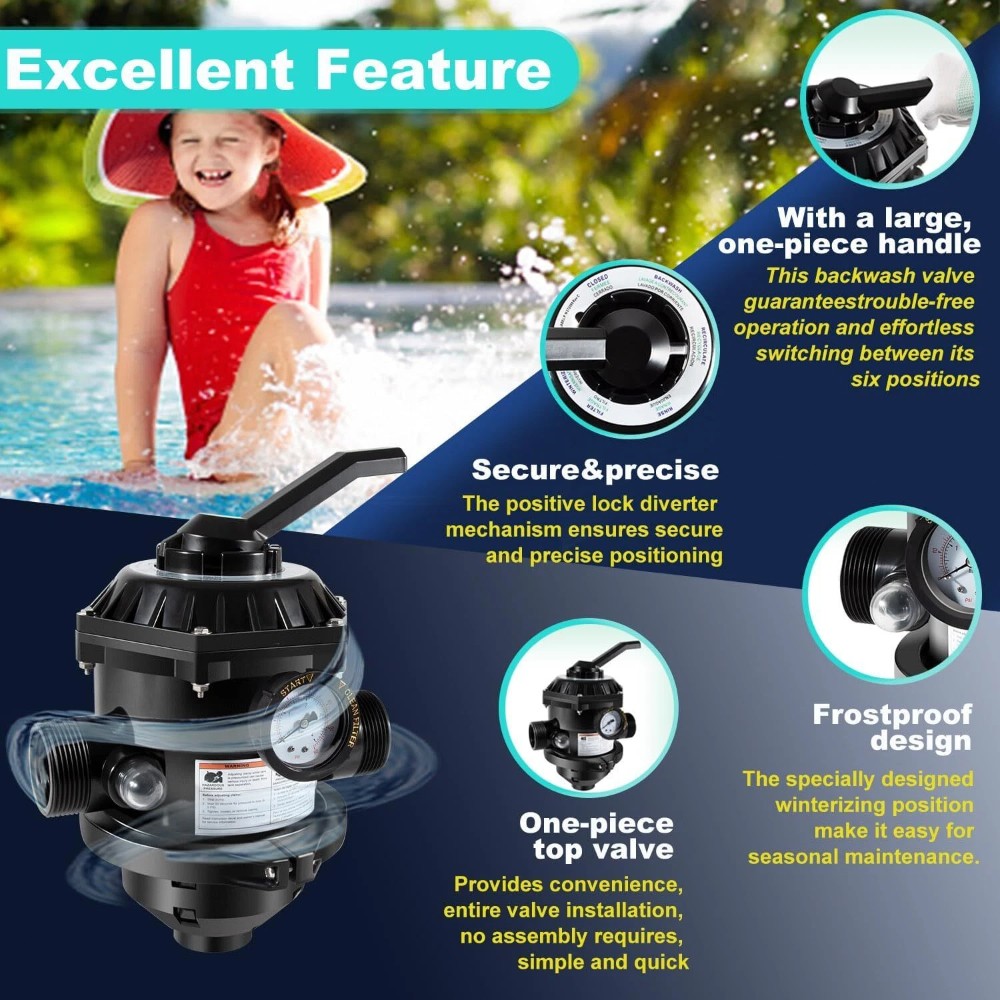 FOR 262506 1-1/2-Inch 6-Way Clamp Style Valve Replacement Pool and Spa Sand