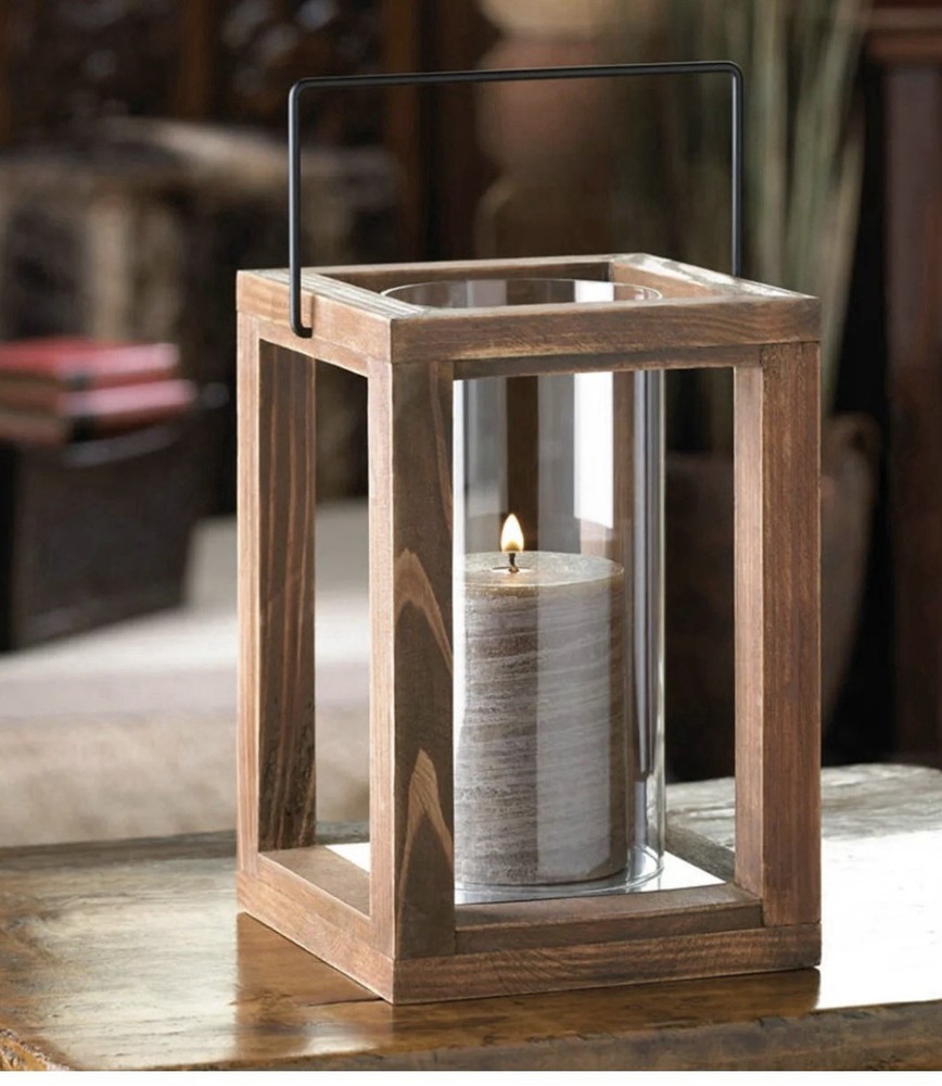 RUSTIC GARDEN WOODEN LANTERN