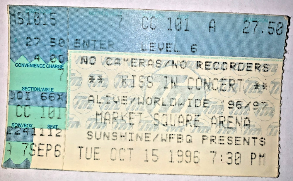 KISS Alive/Worldwide ticket stub Indianapolis October 15, 1996