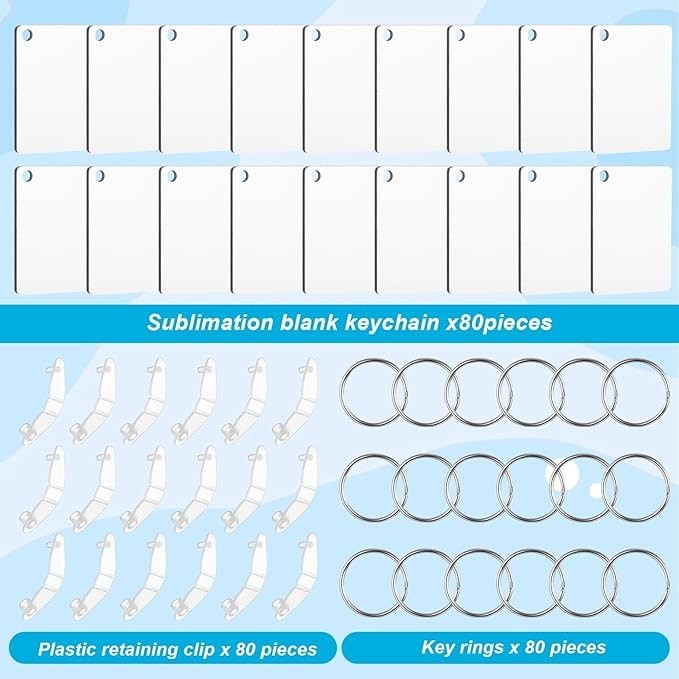 240 Pcs Rectangle Sublimation Keychain Blanks Keychains Tag Double Side Heat ...