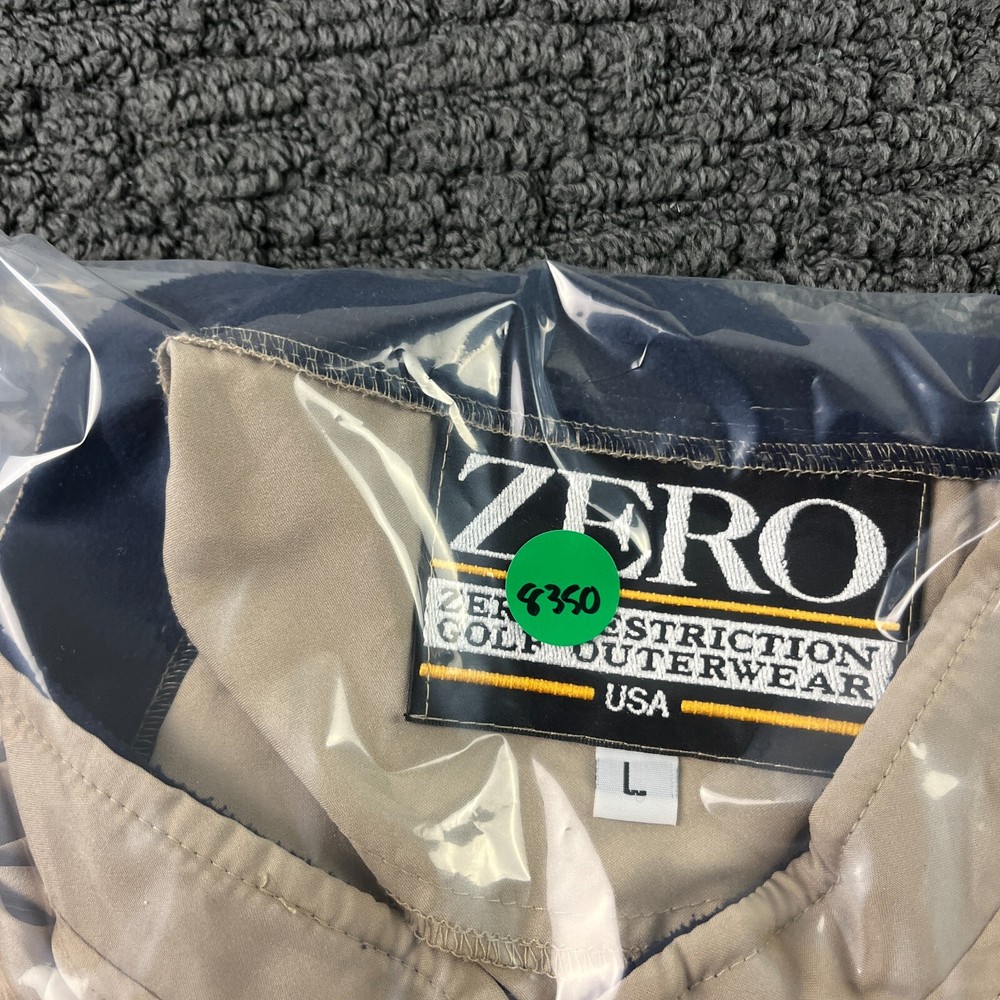 Zero Restriction Jacket Mens Large Beige Windbreaker Golf V-Neck Pullover