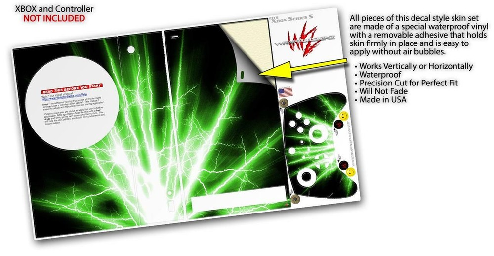 Skins XBOX Series S Console Controller Lightning Green