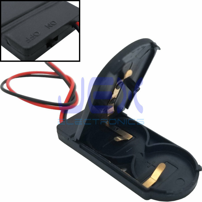 Twin/2X/Two CR2032 Button Battery Holder Case Box 6V With Power Switch & Wire