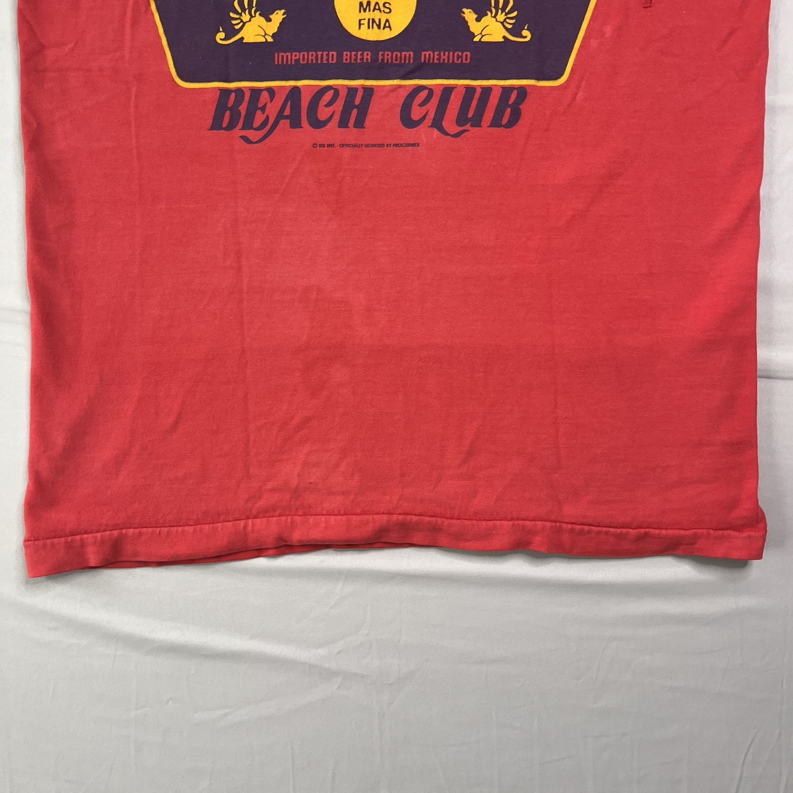 Vtg Corona Beach Club Tank Top Mens Large Red Distressed Baja California Mexico