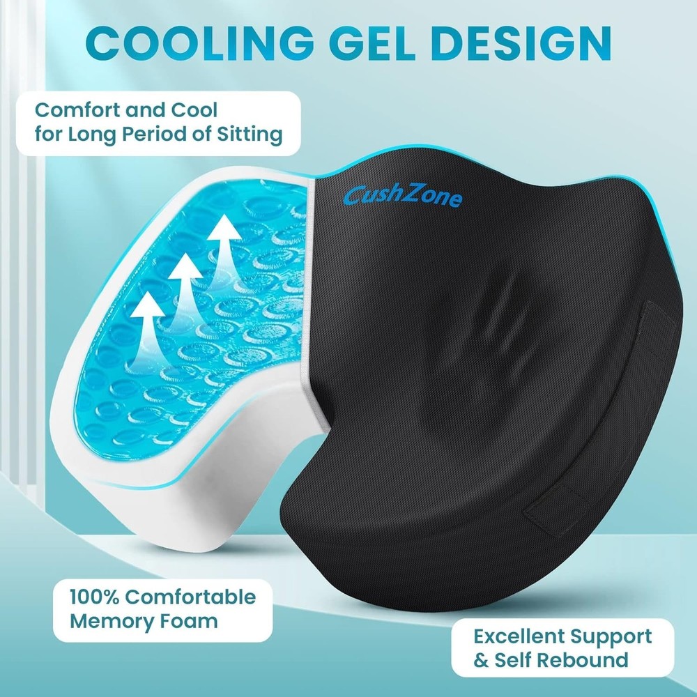 Gel Enhanced Memory Foam Seat Cushion - Black
