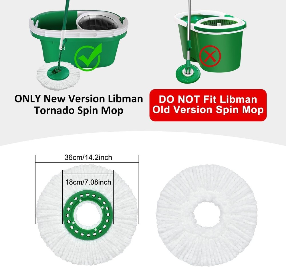 Reusable Mop Head for Libman Tornado Spin Mop Thick Microfiber Spin Mop Refil...
