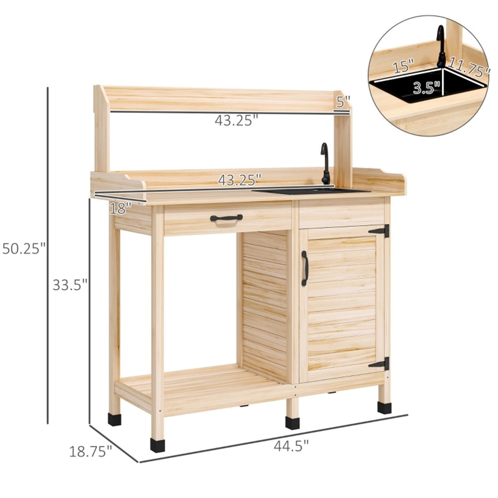 Potting Table Garden Work Bench Open Shelf Storage