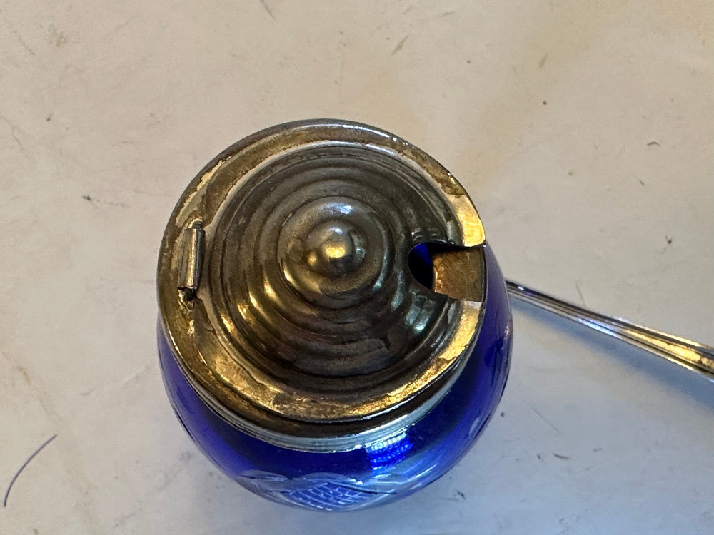 COBALT CUT TO CLEAR CONDIMENT, CASTER SET