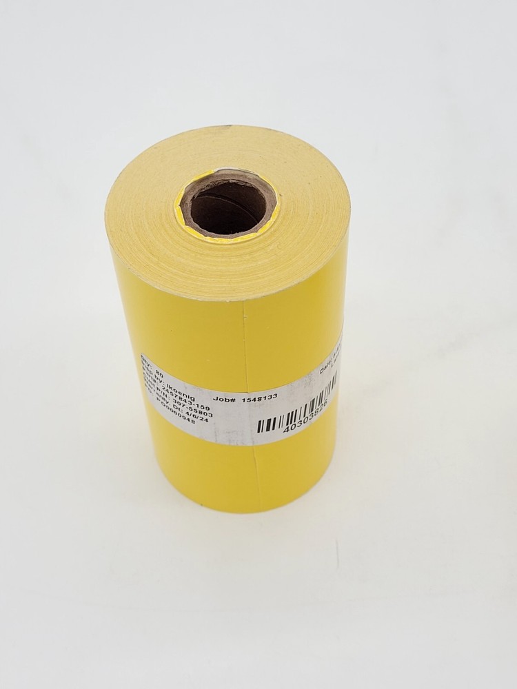 2 pk Direct Thermal Continuous Linerless Labels 4" x 80' Yellow, 1" Core