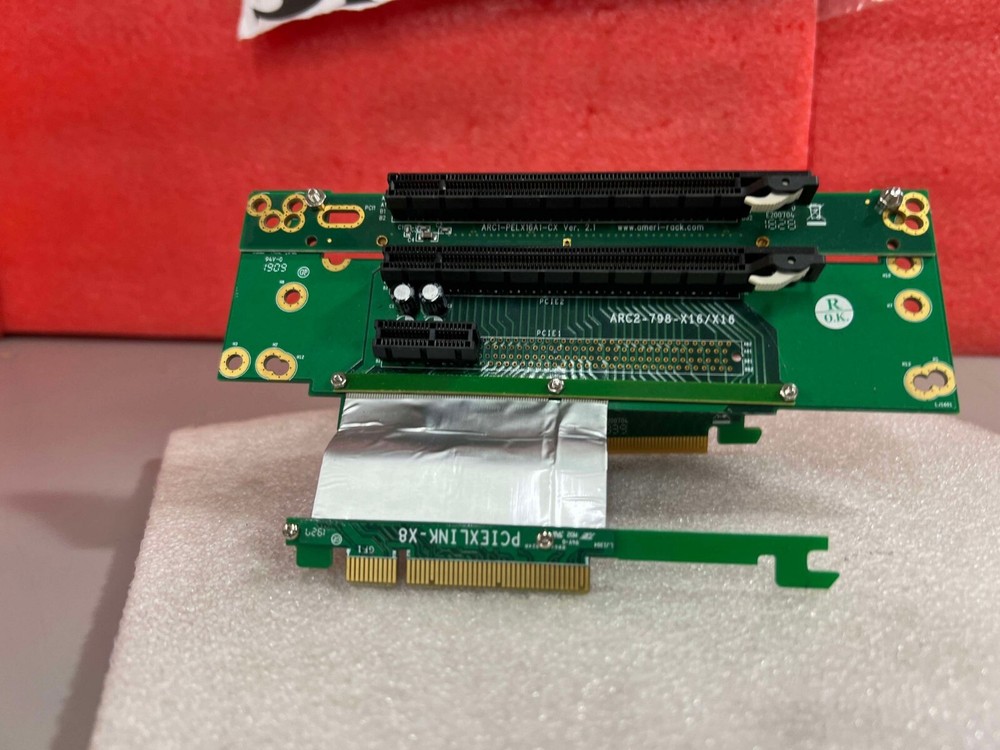AMERI-RACK ARC1-PELX161-CX with ARC2-798-X16/16 RISER CARD PCIEXLINK-X8 EXTENDER
