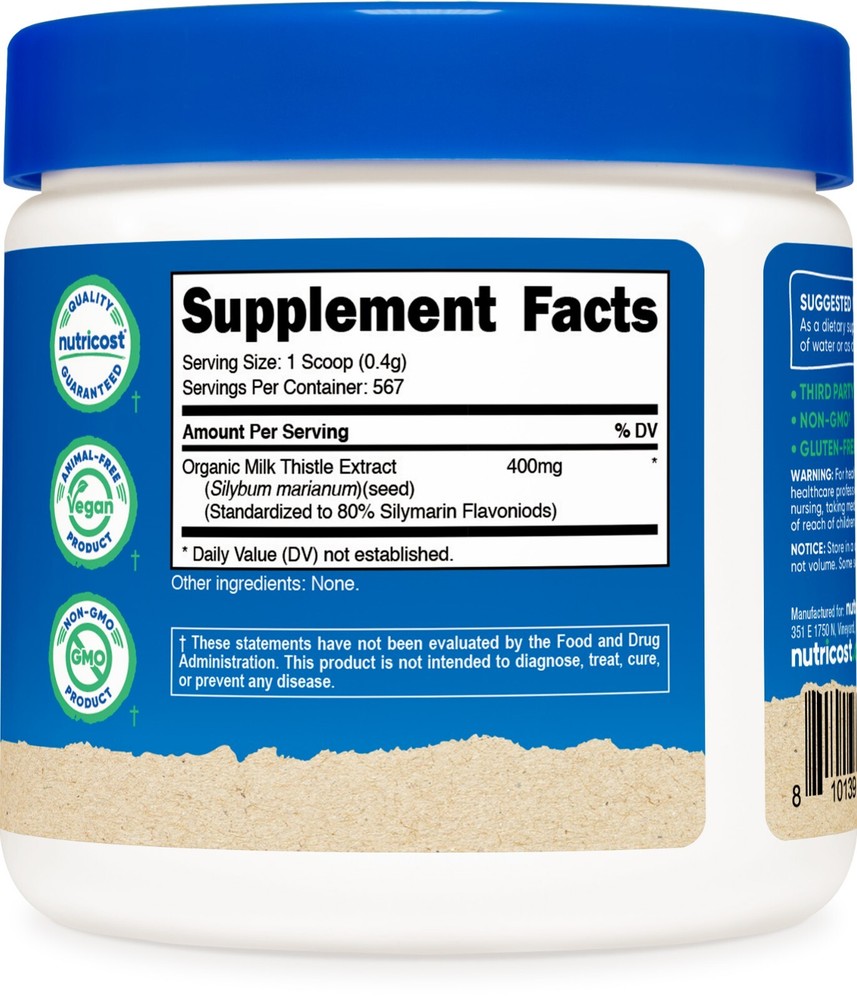 Nutricost Organic Milk Thistle (Unflavored) 8 oz per container