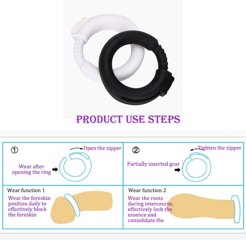Male Adjustable Silicone Penis Cock Ring Enhancer Prolonging Delay Ejaculation