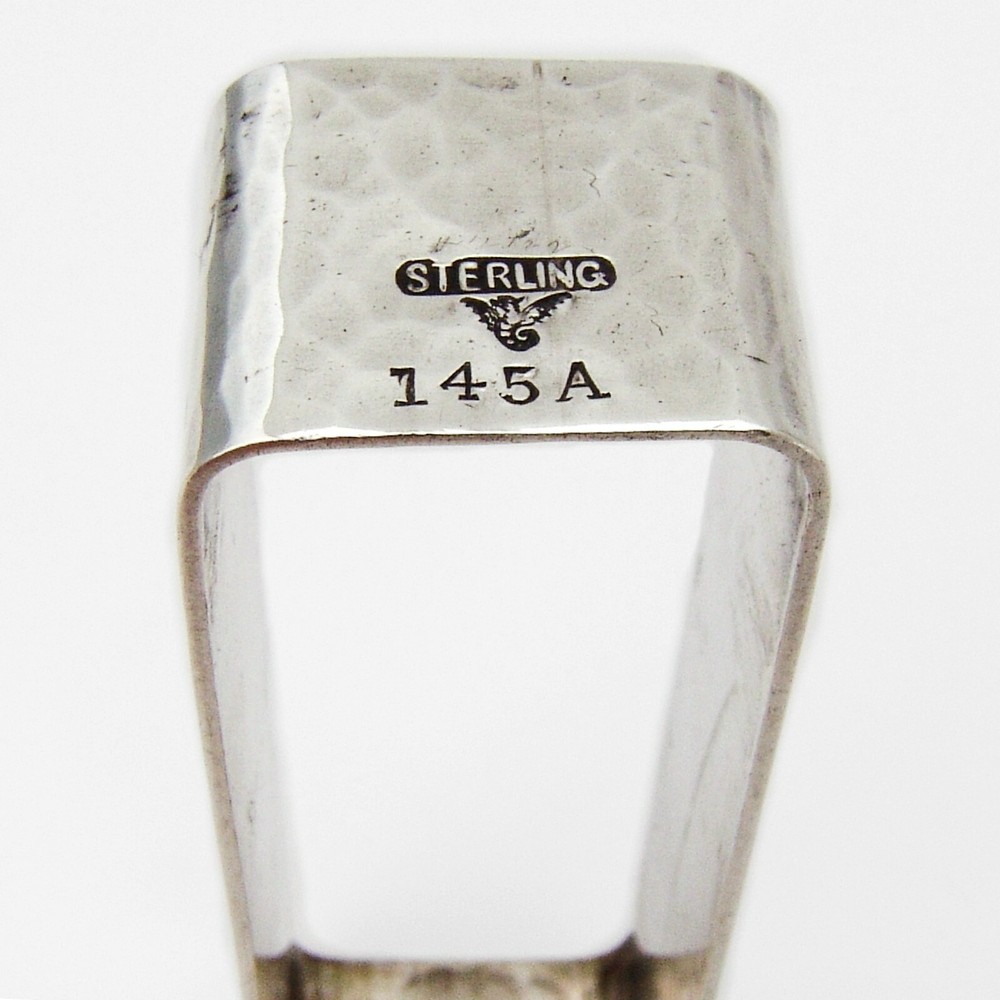 Arts And Crafts Rectangular Napkin Ring Hammered Sterling Silver