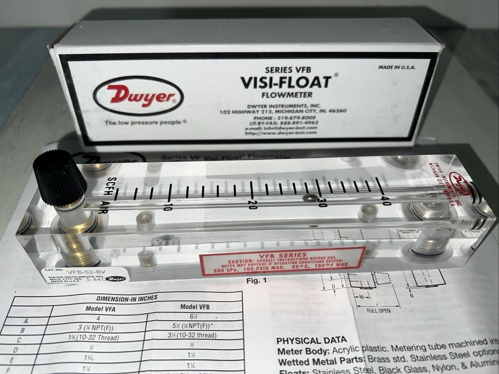Dwyer VFB-52-BV Visi-Float Flowmeter ~New