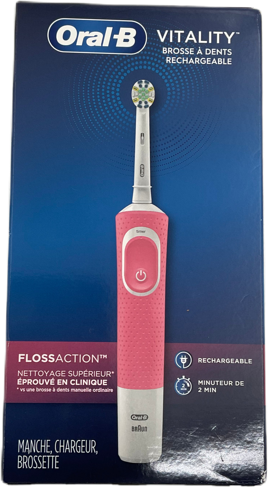 Oral-B Vitality FlossAction Pink Rotating Electric Toothbrush Rechargeable