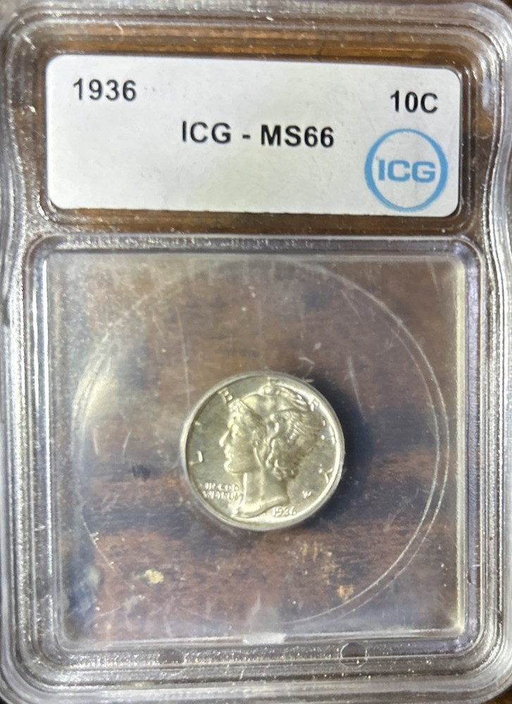 1936 Mercury Dime ICG MS66