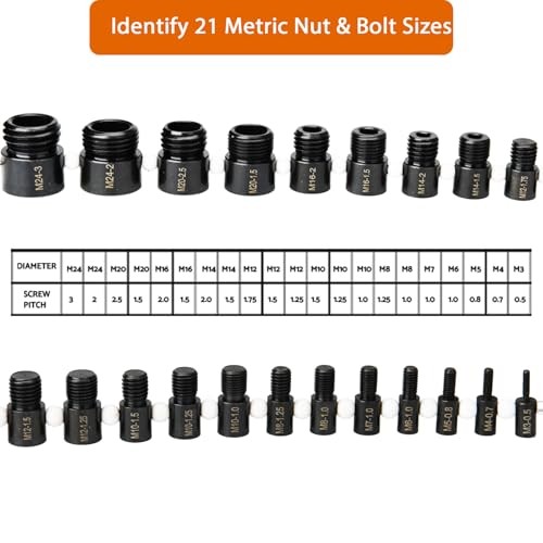Thread Checker Nut and Bolt Thread Checker 24 Inch & 21 Metric-45 Thread Gauges