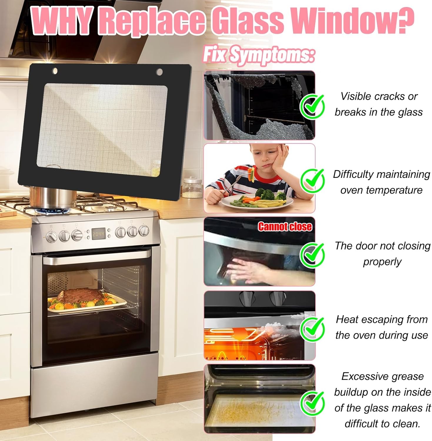 New WPW10535776 Range Oven Outer Door Glass Fit Whirlpool WPW10535776