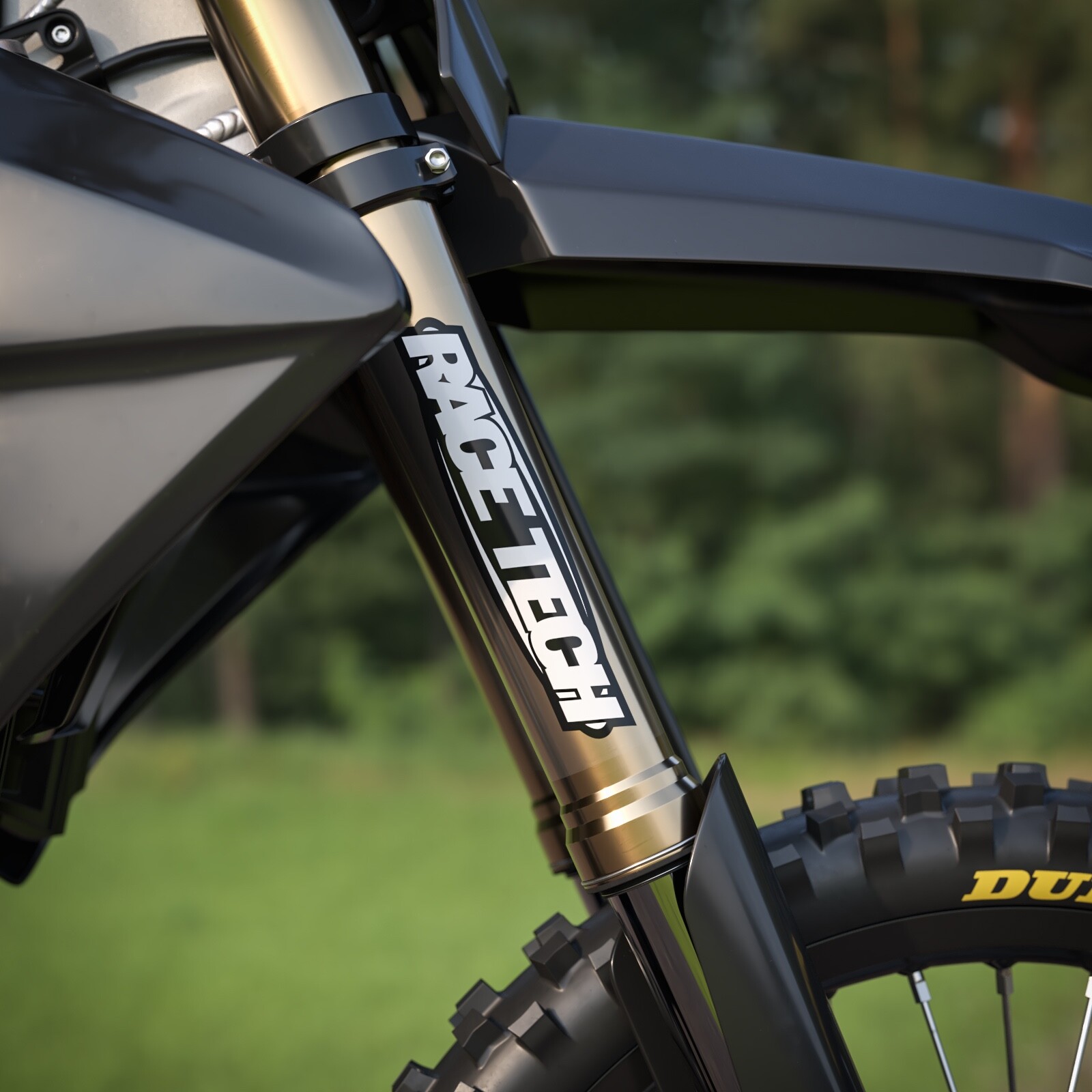 Race Tech Fork Stickers Suspension Decals Set (White/Black) (9x6.5)