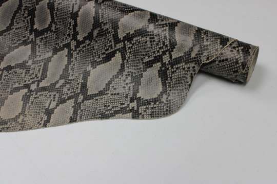 Gray PYTHON PRINTED LEATHER: Genuine Leather 2.5-3 oz. - Perfect for Handbags an