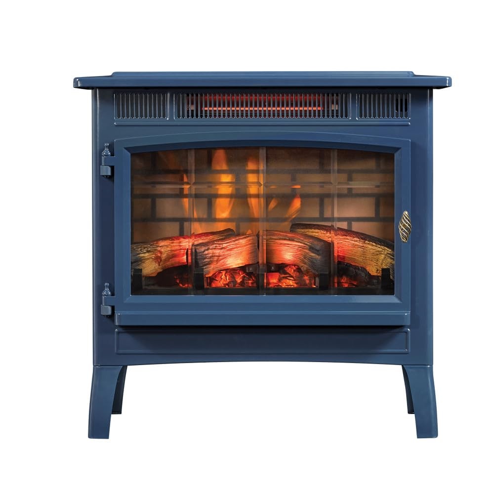 3d Flame Effect Electric Fireplace Heater 1000 Sq Ft Navy Blue