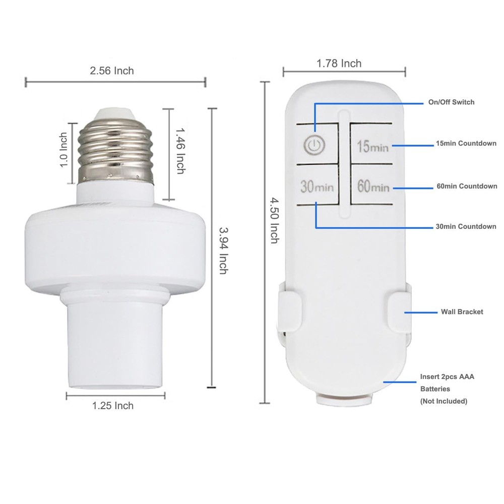 Remote Control Light Sockets,Wireless Light Switch kit with Timer,15/30/60min...
