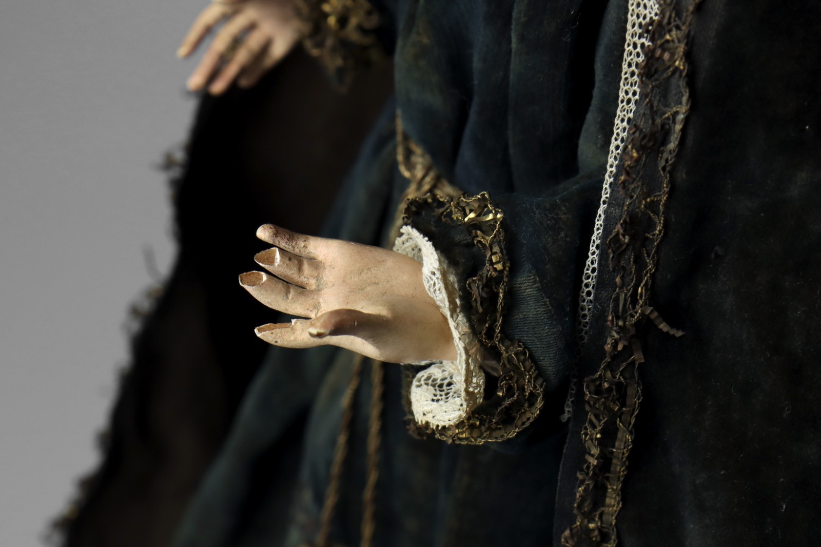 Antique 19th C Carved Wood Polychrome Santos Virgin Mary Madonna Lady of Sorrows