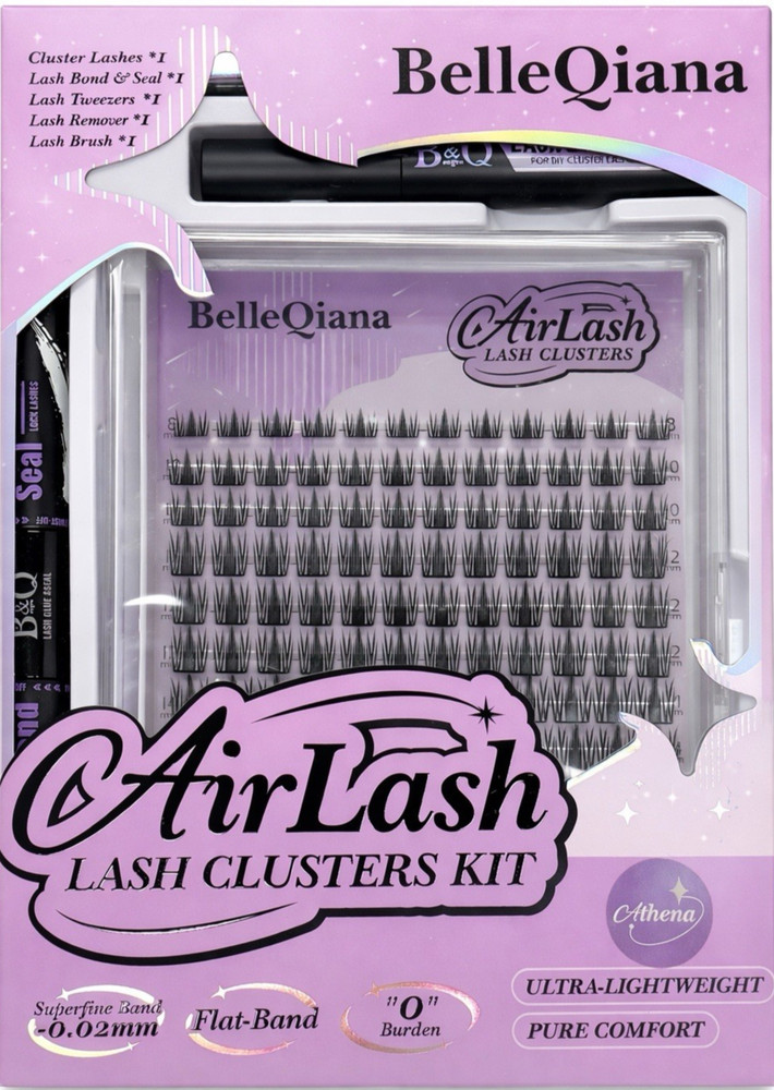 144 Pcs Eyelash Extension Clusters Kit with Light Flat Lashes