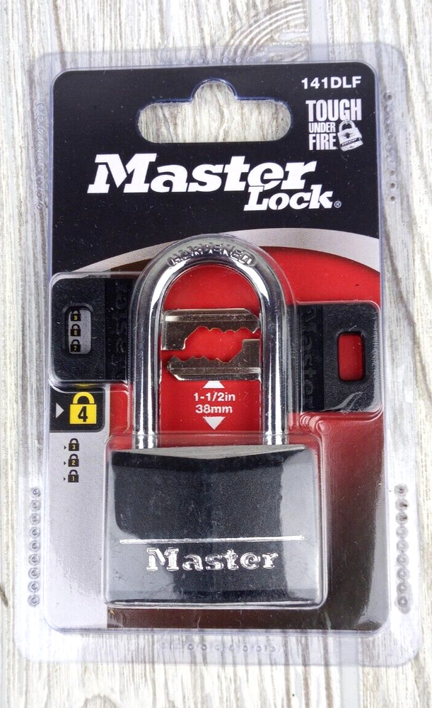 Master Lock 141DLF Black Solid Body Padlock 1.5" Shackle Clearance NEW