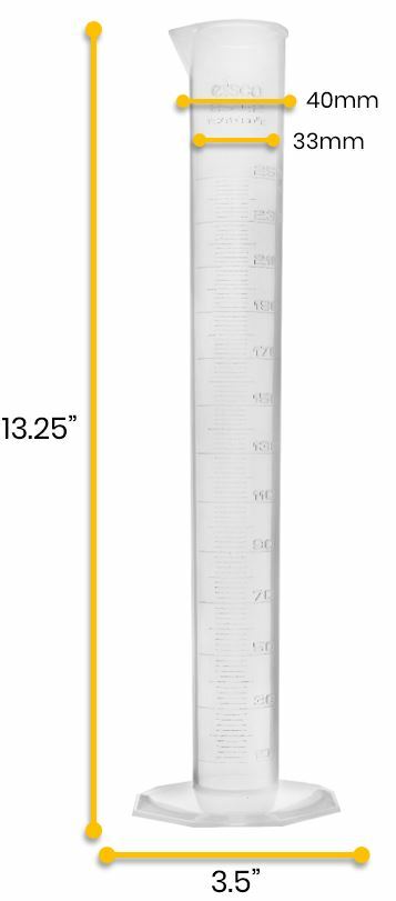 Measuring Cylinder, 250ml - Class B - Polypropylene - Eisco Labs