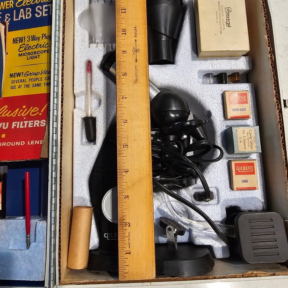 Vintage Gilbert Microscope and Lab Set Career Building Science 1960 Incomplete