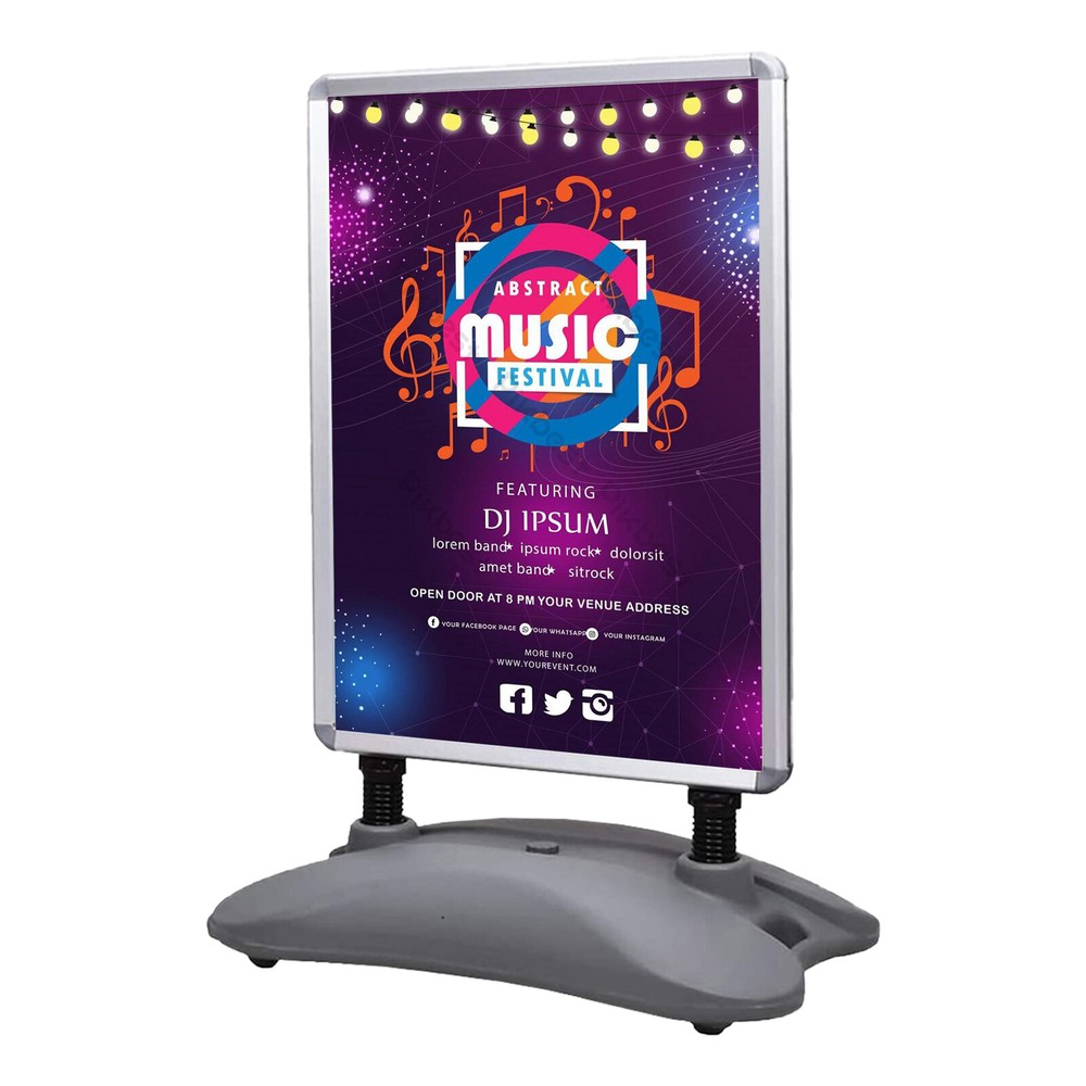 poster display rack 23" x 33", double-sided, water injection base with spring