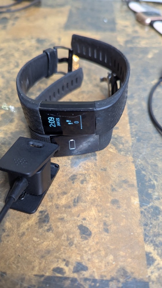2 Fitbit Charge 2 Fb407 Wristband Activity Tracker, W/ Charger - Tested