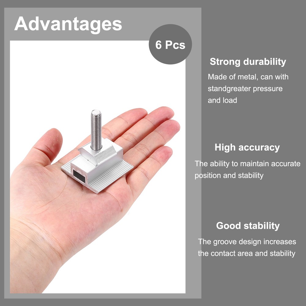 Solar End Clamp Solar Panel Mount Bracket Silver Mounting Clamps 40mm 6pcs