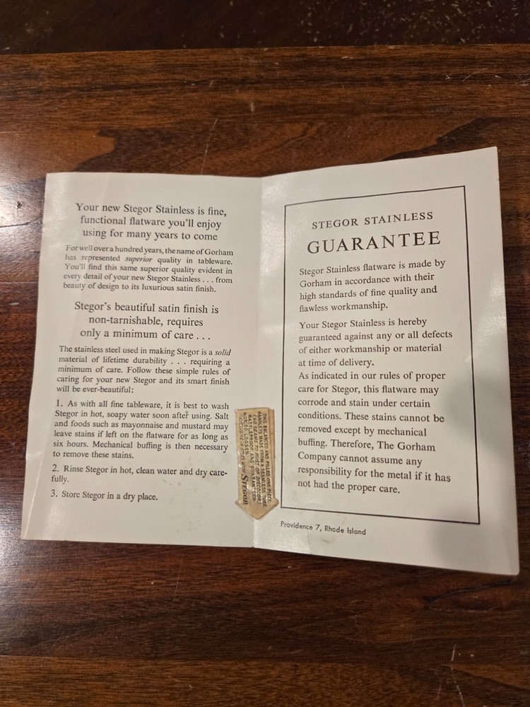 Stegor Stainless Gorham PACE 54pc Flatware Set w Box & Papers Mid Century