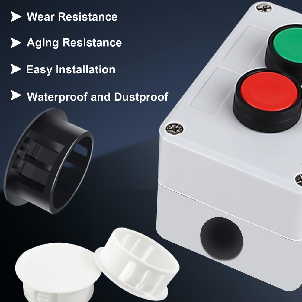 135Pcs 8 Sizes Nylon Plastic Hole Plugs Black Round Drill Hole, Flush Type Panel