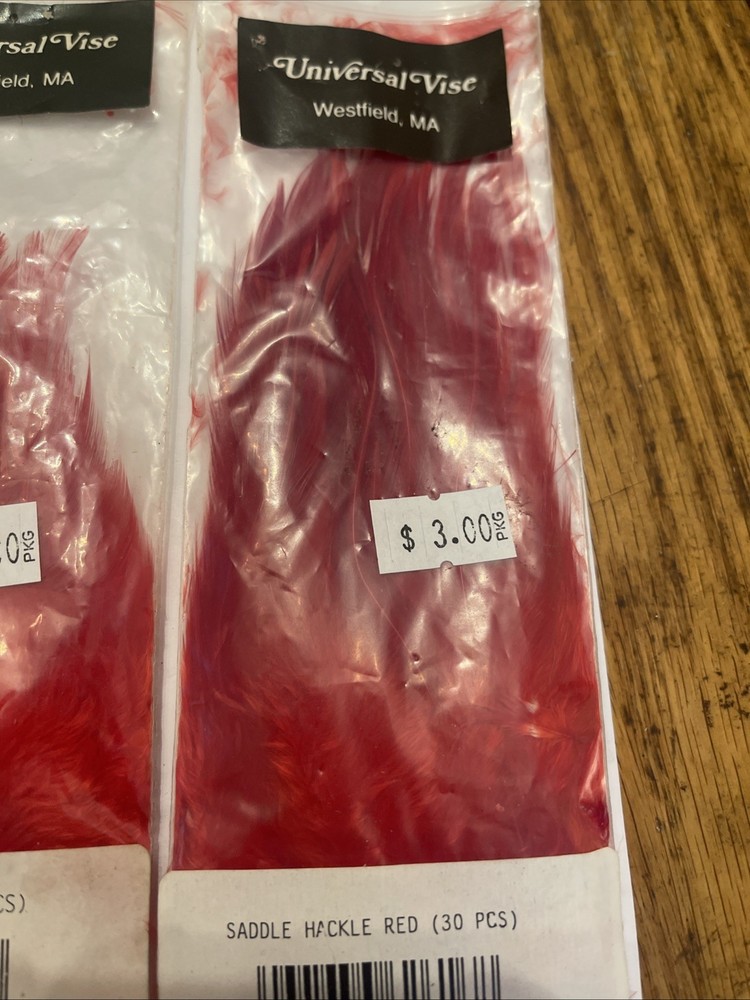 Universal Vise Corp Red Saddle Hackle 2 Packages