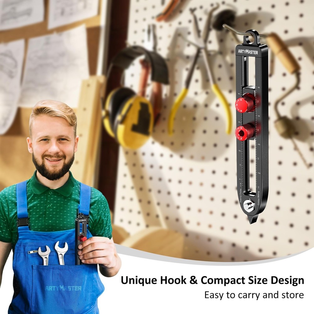 Multi-Function Scribing Tool, DIY Woodworking Scriber Line Maker, Portable Al...