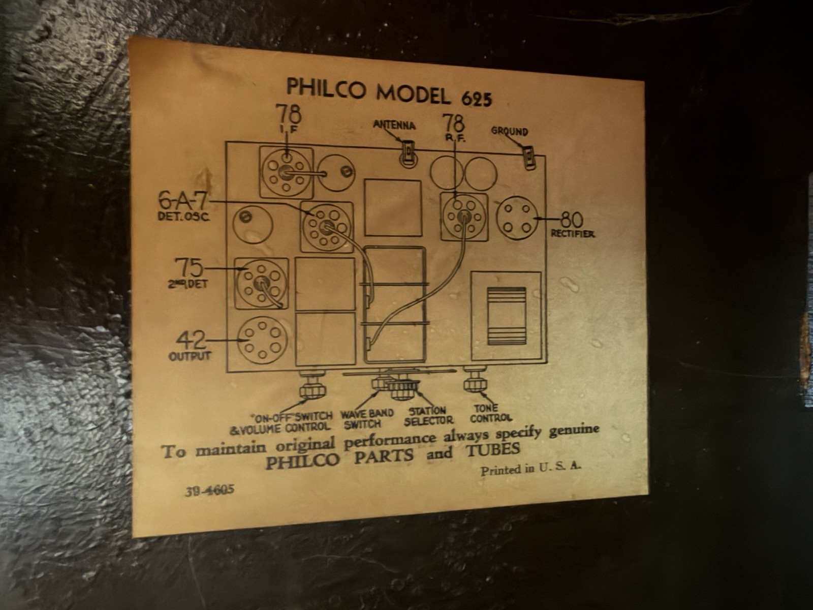 1936 PHILCO MODEL 625 Rare Wood Tombstone Radio Tested Turns On